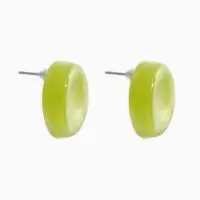 Серьги пластик "Леденец" круг 2 см с разводами белыми, цвет зелёный