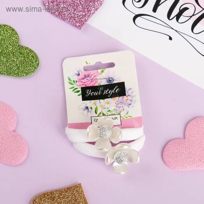 Резинка для волос Резинка для волос "Белая купавка" (набор 2 шт) белый