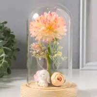 Фигурка световая колба RISALUX &laquo;Пион малый&raquo;, LED-ночник, от батареек 3хLR1130, розово-бежевый, 10&times;10&times;20 см