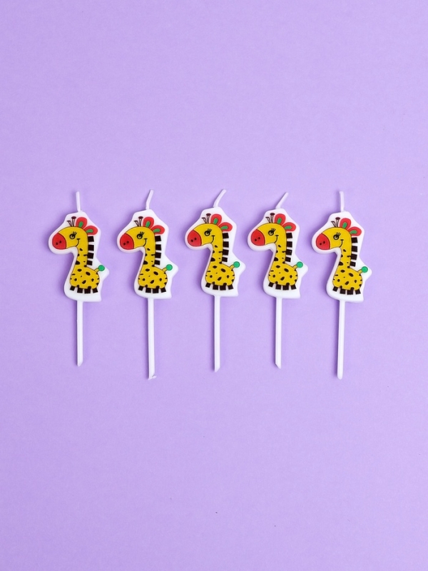 Свечи для торта  Свечи для торта "Жирафики", 5 шт, желтые