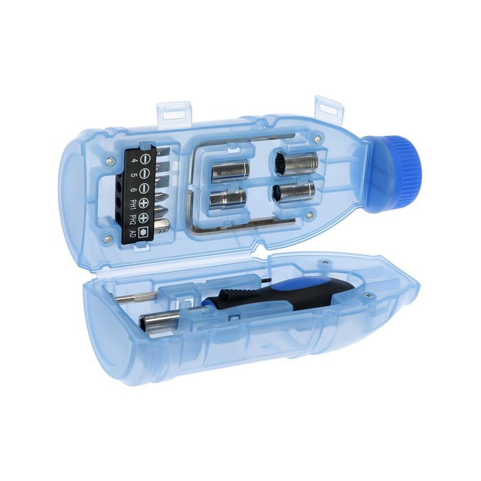 Набор инструментов ТУНДРА, подарочный пластиковый кейс  Набор инструментов ТУНДРА, подарочный пластиковый кейс "Бутылка", 15 предметов