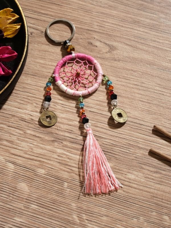 Брелок Брелок "Ловец снов" 4х15 см. бледно-розовый