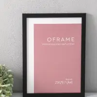 Фоторамка для фото 21х29,7 см (А4) "Oframe", пластик, чёрный, (пластик экран)