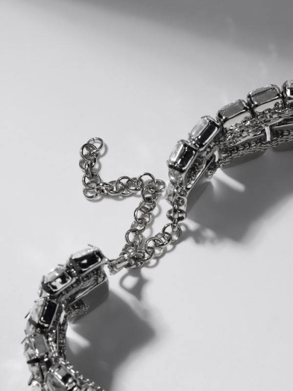 Чокер-колье «Сияние» дуэт, цвет белый в серебре, 36 см