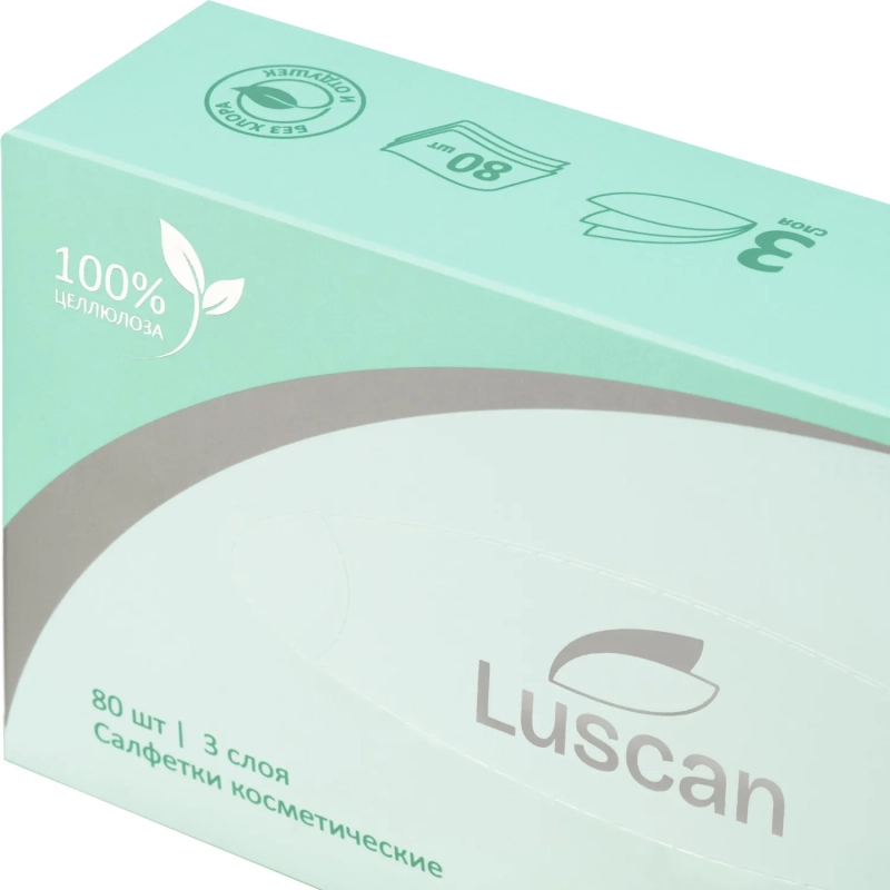 Салфетки косметические Luscan 3сл 80шт/уп белые