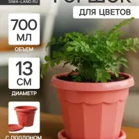 Горшок для цветов с поддоном Доляна &laquo;Эрика&raquo;, 0.7 л, цвет коралловый