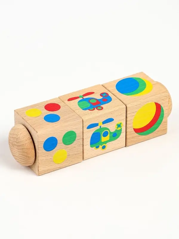 Кубики деревянные Десятое Королевство &laquo;Цвет&raquo;, на оси, 3 кубика