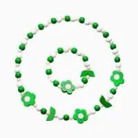 Набор детских украшений &laquo;Выбражулька. Цветы&raquo;, 2 предмета: бусы 40 см, браслет, d=6 см, белый, зеленый