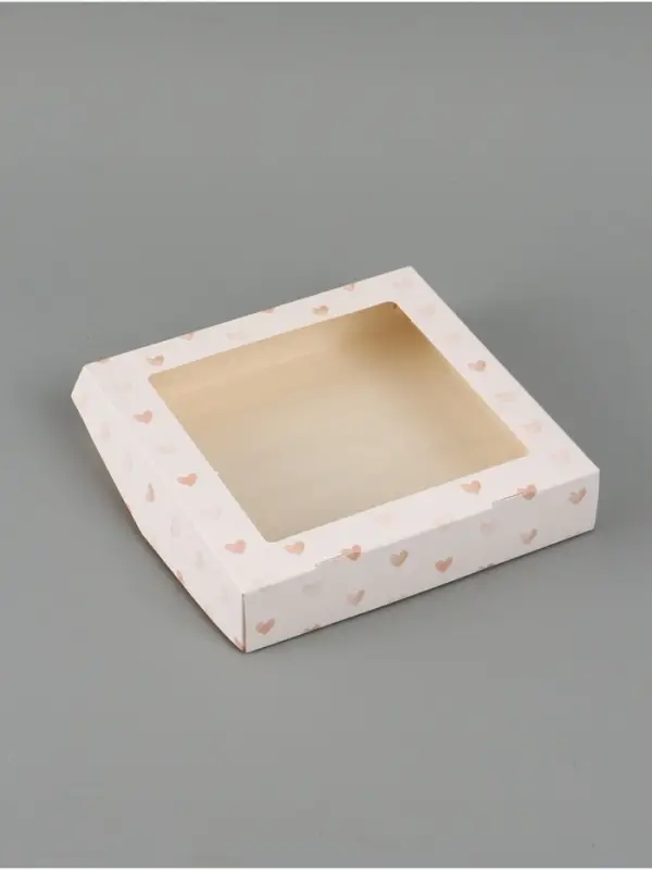 Коробка подарочная складная &laquo;Сердце&raquo;, 20&times;20&times;4 см, с окном