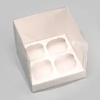 Коробка для 4 капкейков, белая 16&times;16&times;14 см