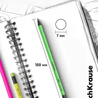 Карандаш чернографитный ErichKrause. JOY, HB, с ластиком, круглый, пластиковый, неоновый корпус, МИКС