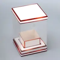 Коробка для цветов с вазой и PVC окнами складная, бронза, 16&times;23&times;16 см