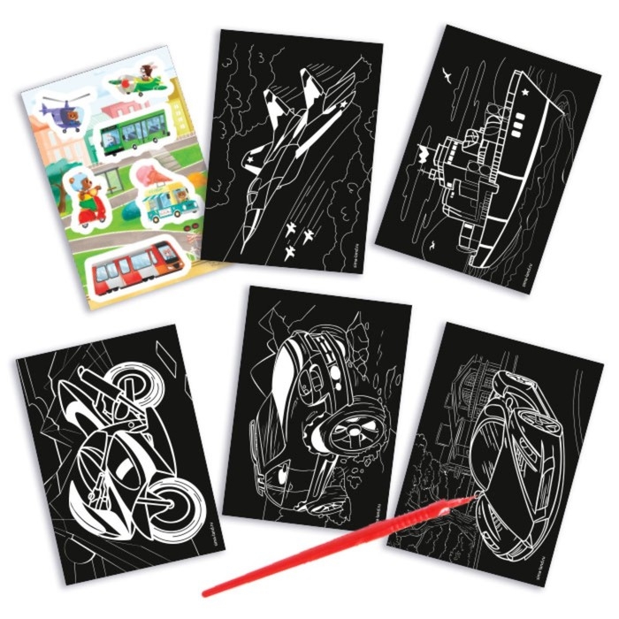 Гравюра блокнот детский «Поехали!», 10 листов, штихель, для мальчика Гравюра блокнот детский «Поехали!», 10 листов, штихель, для мальчика