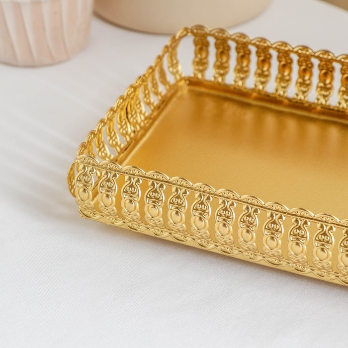 Поднос прямоугольный «Леонардо», 25,5×14×3,5 см, цвет золотой Поднос прямоугольный «Леонардо», 25,5×14×3,5 см, цвет золотой