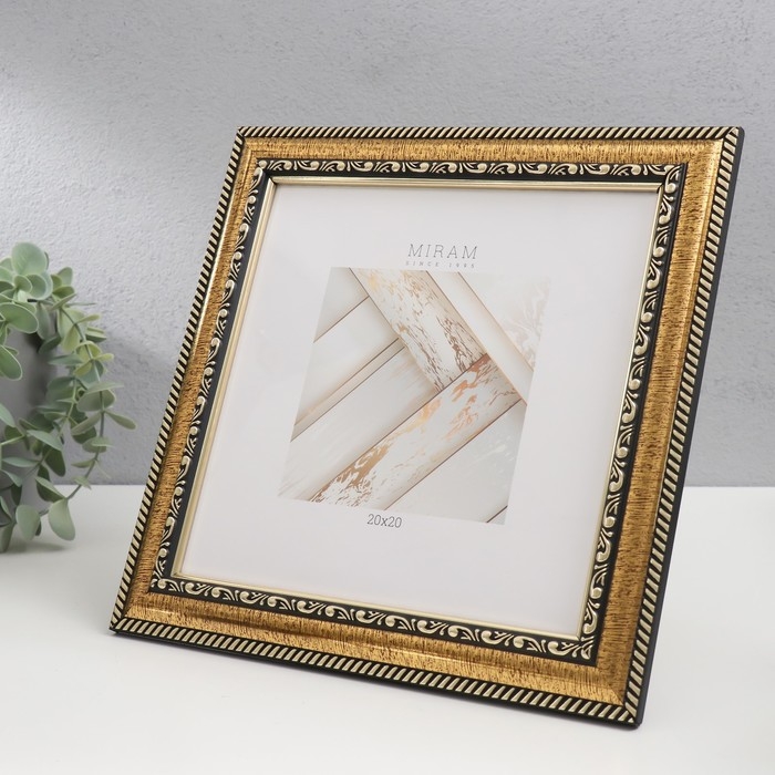 Фоторамка пластик Фоторамка пластик "МИРАМ" 20х20 см золото (пластиковый экран)