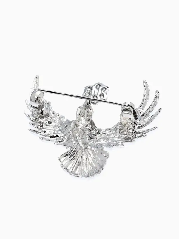 Брошь "Калибри с цветком", цвет белый в серебре