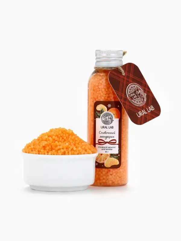 Жемчуг для ванны во флаконе, 85 г, аромат сливочный мандарин, URAL LAB