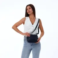 Сумка женская кросс-боди на молнии, 20&times;8.5&times;15 см, однотонная, синяя