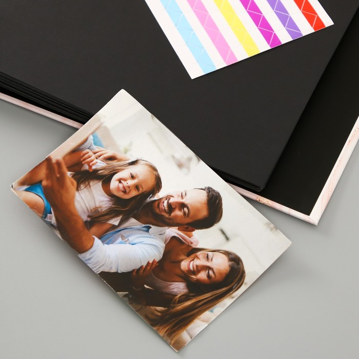 Фотоальбом 25 листов (уголки+кольца)  Фотоальбом 25 листов (уголки+кольца) "Розовый мрамор" 27х19 см