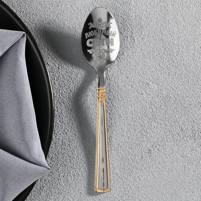 Ложка чайная с гравировкой «Любимый сын», в подарочной коробке, 3 х 14 см. Ложка чайная с гравировкой «Любимый сын», в подарочной коробке, 3 х 14 см.