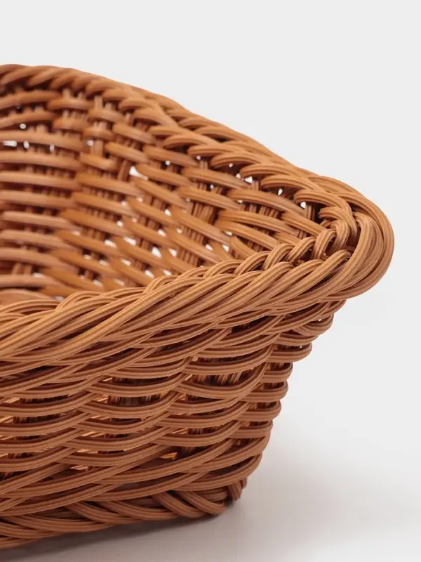 Корзина для продуктов Доляна, 30&times;19.5&times;6 см, плетёная, пластик, коричневая