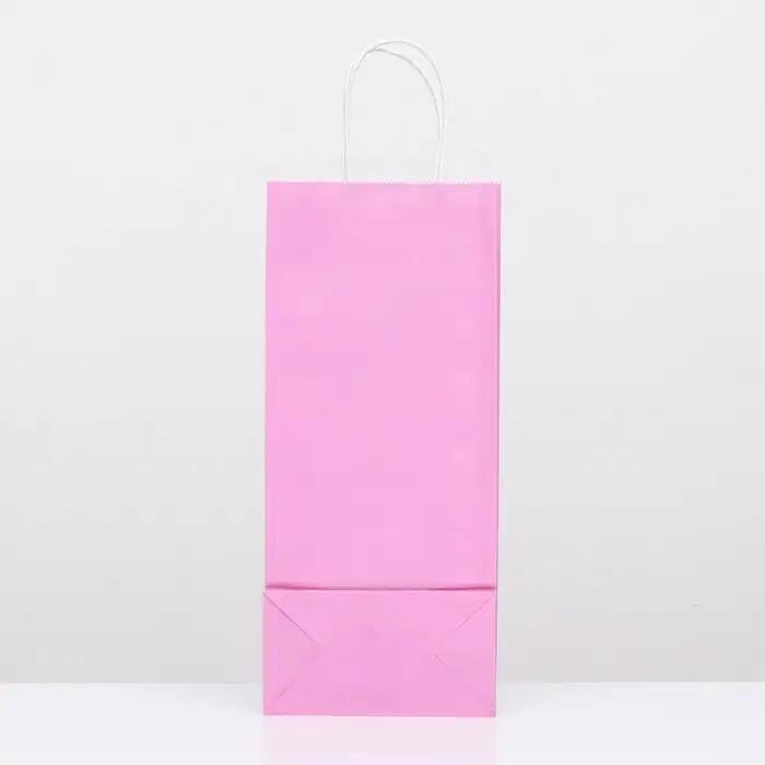 Пакет крафт под бутылку, Сиреневый, 14×8×32 см