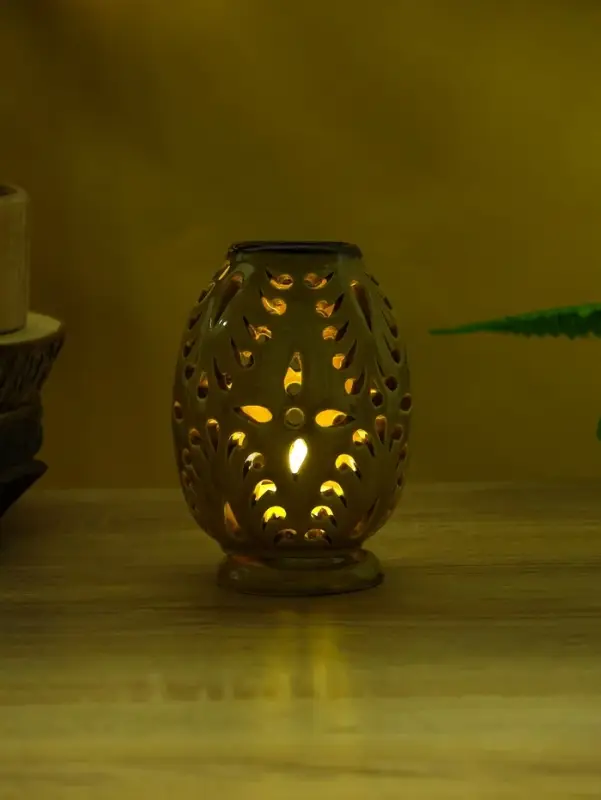 Подсвечник &laquo;Вазочка&raquo;, 9&times;9&times;12 см, керамика, горчичный