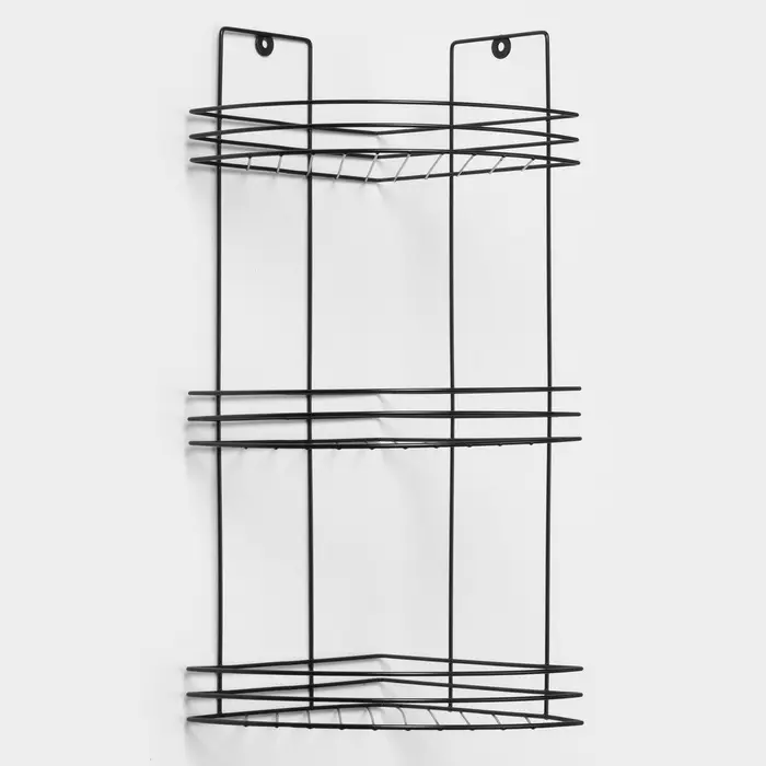 Полка для ванной угловая 3-х ярусная, 20&times;20&times;49 см, чёрная