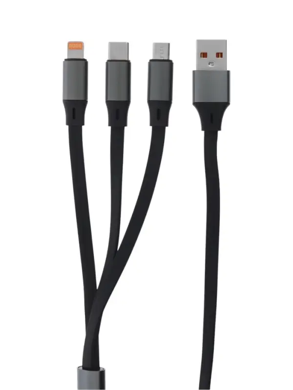 Кабель Type-C-Type-C, 2 А, Type-C-microUSB, lighting, с подставкой, 3 А, 1 м, чёрный
