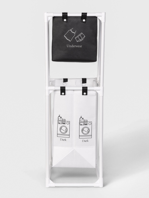 Корзина для белья складная 28х39х95 см, цвет черный, белый Корзина для белья складная 28х39х95 см, цвет черный, белый