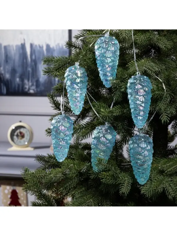 Гирлянда &laquo;Нить-грозди&raquo; 230 см, прозрачная нить, &laquo;Шишки&raquo;, 30 LED, 4.5 В, от батареек AAх3, свечение тёплое белое