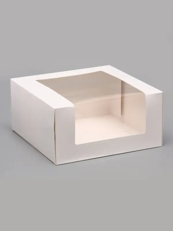 Кондитерская упаковка с окном, белая, 23.5&times;23.5&times;11.5 см