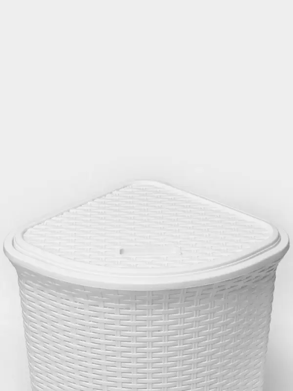 Корзина для белья угловая с крышкой &laquo;Ротанг&raquo;, 60 л, 40.5&times;40.5&times;57 см, белая