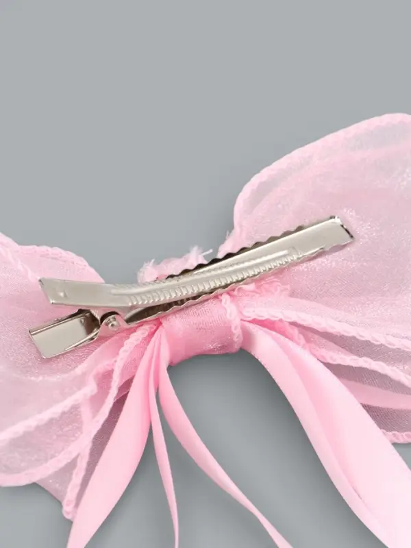 Бант для волос на заколке с лентами, розовый, Кошечка Мари