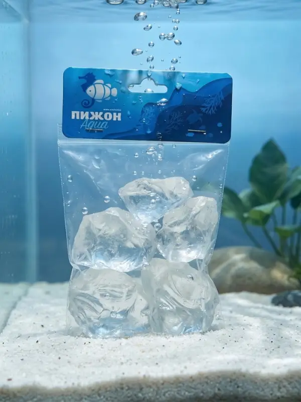 Декоративные камни для аквариума, 3-5 см, 500 г, необработанные, стекло, прозрачные