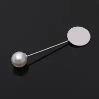 Основа &laquo;Брошь-игла&raquo; с бусиной d=1 см (набор 5 шт.), L=5 см, площадка 1.5 см, цвет серебро