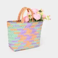 Сумка плетёная, 20&times;10&times;30 см, пластик, разноцветная