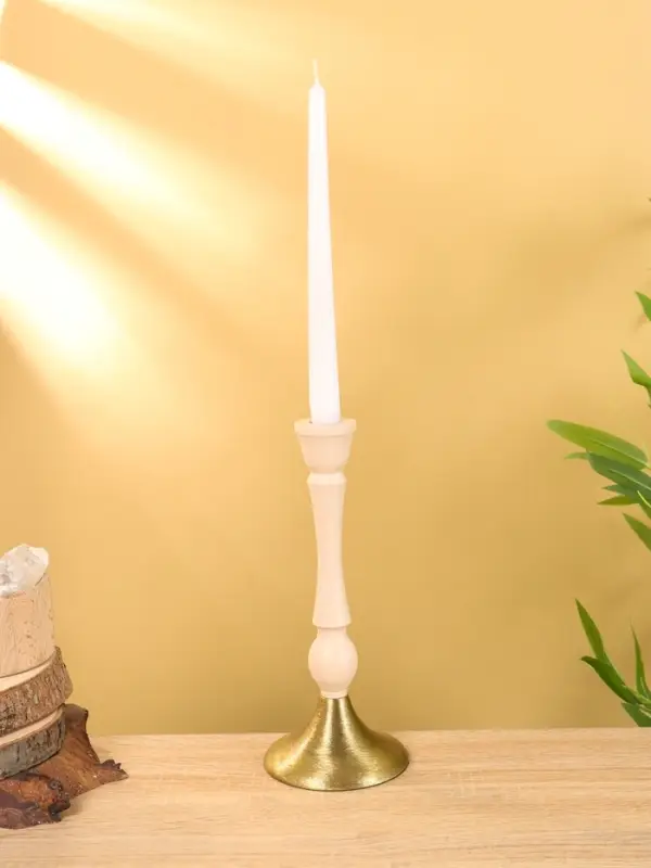 Подсвечник на 1 свечу "Бежевый" 10,5х10,5х25 см