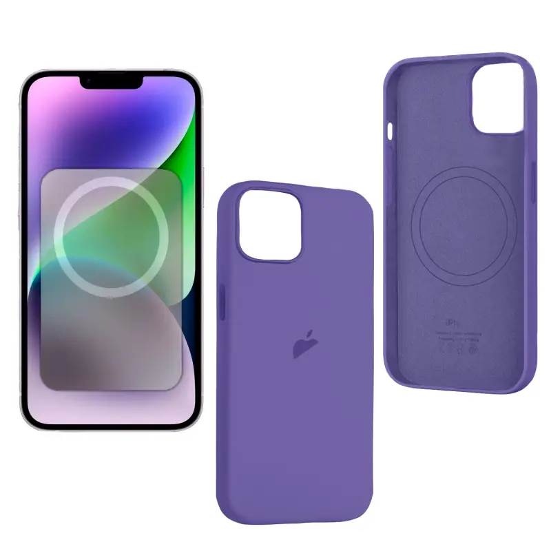 Чехол iPh 14 Silicon Case 100% ORG Iris (MagSafe + анимация NFC Clear) c LOGO