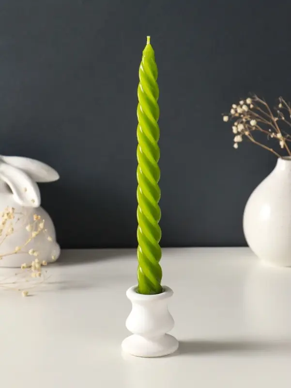 Набор свечей витых, 2,3х 24,5 см, 5 ч, 50 г, 4 штуки, оливковый