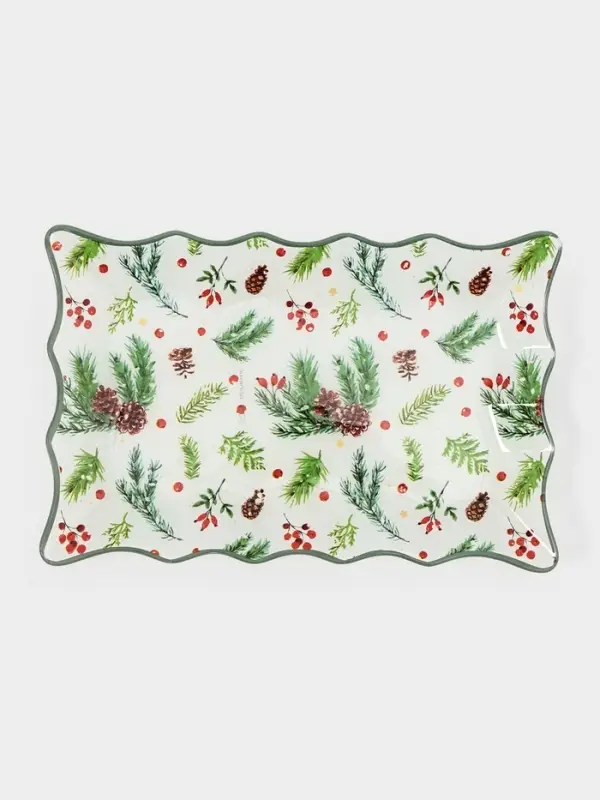 Блюдо прямоугольное "Еловые ветки" 29,5х19,5 см