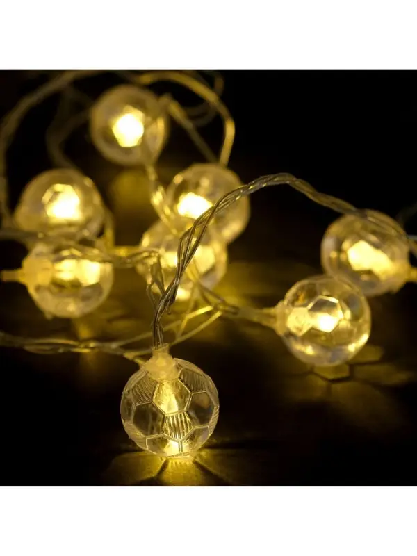 Гирлянда &laquo;Нить&raquo; 5 м с насадками &laquo;Футбольный мяч&raquo;, IP20, прозрачная нить, 30 LED, свечение тёплое белое, 8 режимов, 220 В