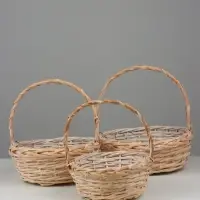 Набор корзин (ива), 36х36х13х36 см  30х30х11,5х31 см  25х25х10х26 см, 3 шт., выбеленные