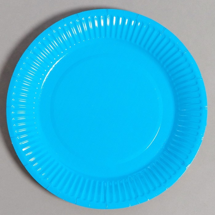Набор бумажной посуды одноразовый: 6 тарелок, 6 стаканов, цвет голубой Набор бумажной посуды одноразовый: 6 тарелок, 6 стаканов, цвет голубой
