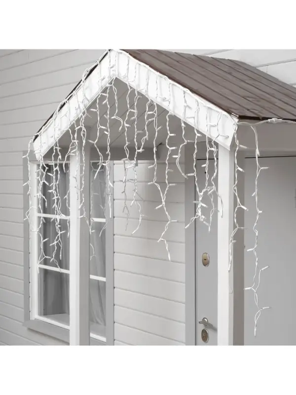 Гирлянда &laquo;Бахрома&raquo; 3&times;0.9 м, IP65, УМС, белая нить каучук, 144 LED, свечение мульти, 220 В