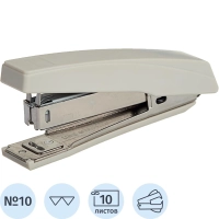Степлер №10, до 10 листов, пластик, серый антистеп
