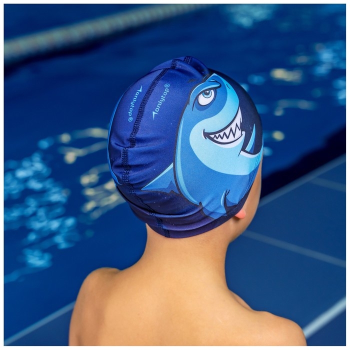 Шапочка для плавания детская «Акула», тканевая, обхват 46-52 см