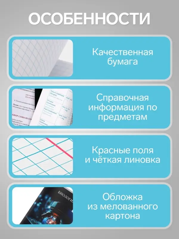 Предметная тетрадь по биологии Calligrata TOP &laquo;Школьный стиль&raquo;, 48 листов, в клетку, со справочным материалом, пластиковая обложка