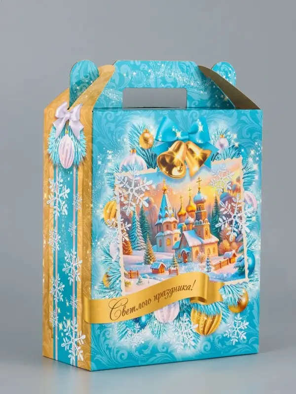 Подарочная коробка новогодняя Светлый праздник 17 х 7 х 25,5 см
