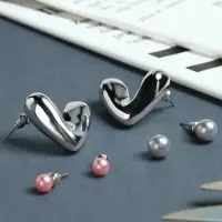 Серьги QF &laquo;Сердечки&raquo;, набор 3 пары, розовый в серебре